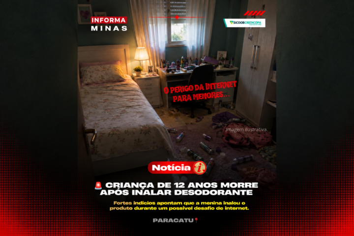 Capa adaptada por IA a partir da arte original da notícia: Menina de 12 anos morre em Paracatu após suspeita de inalação de desodorante